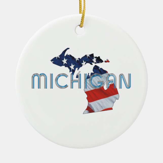 UTSLAGSPLATSMichigan patriot Julgransprydnad Keramik (Framsidan)