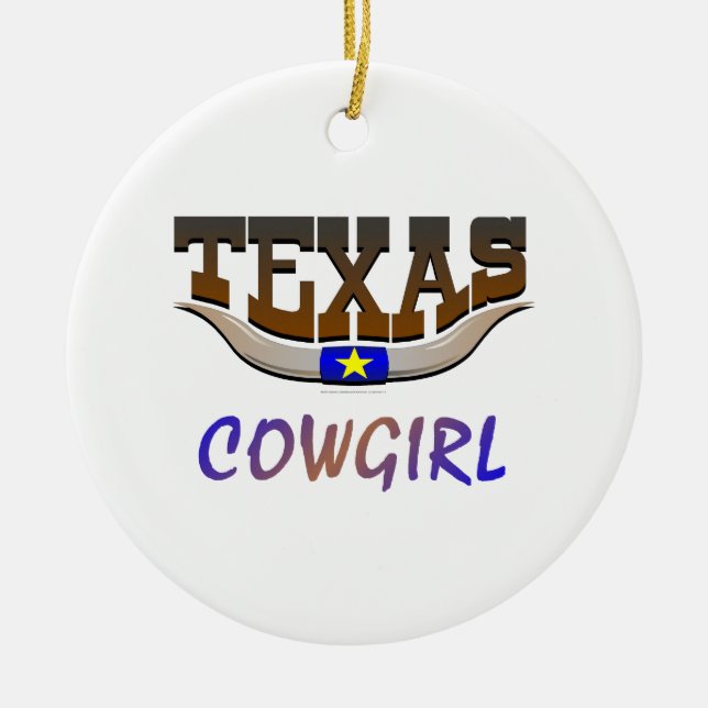 UTSLAGSPLATSTexas Cowgirl Julgransprydnad Keramik (Framsidan)