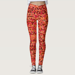 Utsläppt abstrakt Skandinavian mönster i röd skugg Leggings