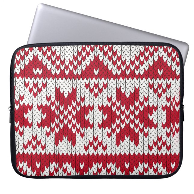 Utsläppt Julafton mönster i rött och vitt Laptop Sleeve (Framsidan)