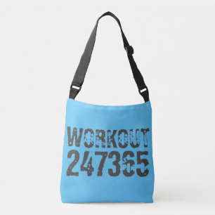 Utsliten och skrapad text Workout 247365 blue Axelväska