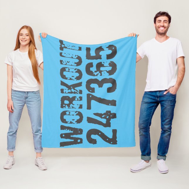 Utsliten och skrapad text Workout 247365 blue Fleecefilt (På plats)