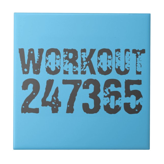 Utsliten och skrapad text Workout 247365 blue Kakelplatta (Framsidan)