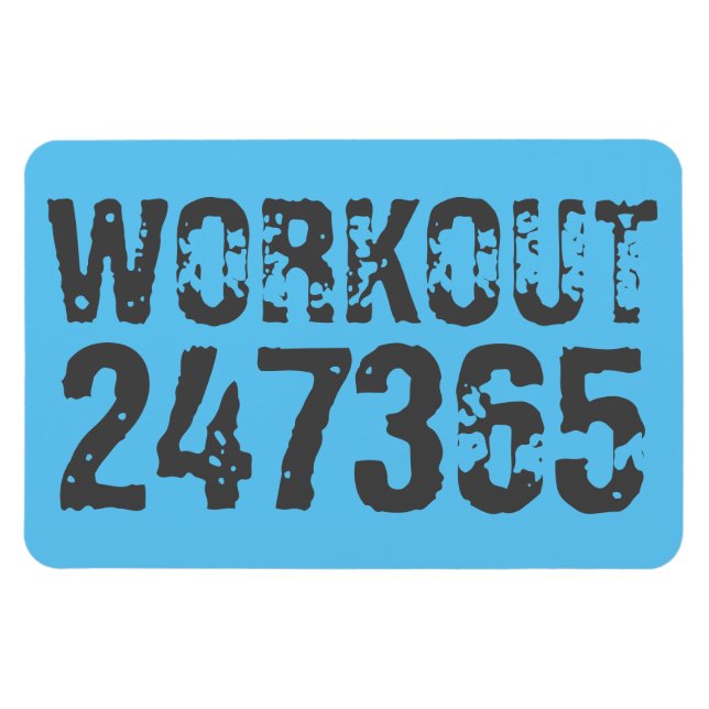 Utsliten och skrapad text Workout 247365 blue Magnet (Horisontell)