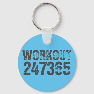 Utsliten och skrapad text Workout 247365 blue Nyckelring