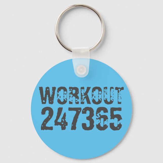 Utsliten och skrapad text Workout 247365 blue Nyckelring (Framsida)