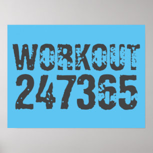 Utsliten och skrapad text Workout 247365 blue Poster