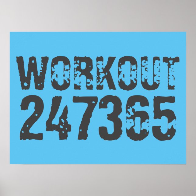 Utsliten och skrapad text Workout 247365 blue Poster (Framsidan)