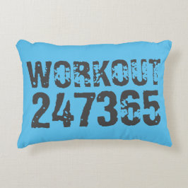 Utsliten och skrapad text Workout 247365 blue Prydnadskudde