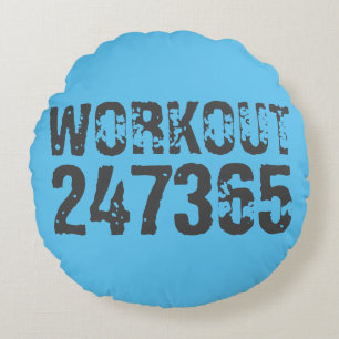 Utsliten och skrapad text Workout 247365 blue Rund Kudde