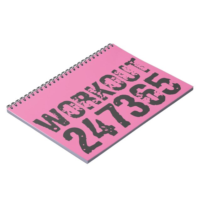 Utsliten och skrapad text Workout 247365 rosa Anteckningsbok (Vänstra Sidan)
