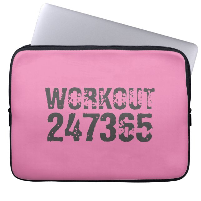 Utsliten och skrapad text Workout 247365 rosa Laptop Fodral (Framsidan)