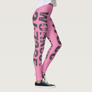 Utsliten och skrapad text Workout 247365 rosa Leggings