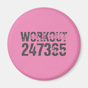 Utsliten och skrapad text Workout 247365 rosa Magnet
