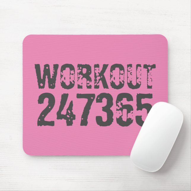 Utsliten och skrapad text Workout 247365 rosa Musmatta (Med mus)