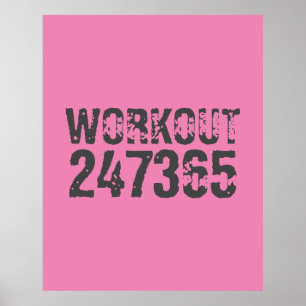 Utsliten och skrapad text Workout 247365 rosa Poster