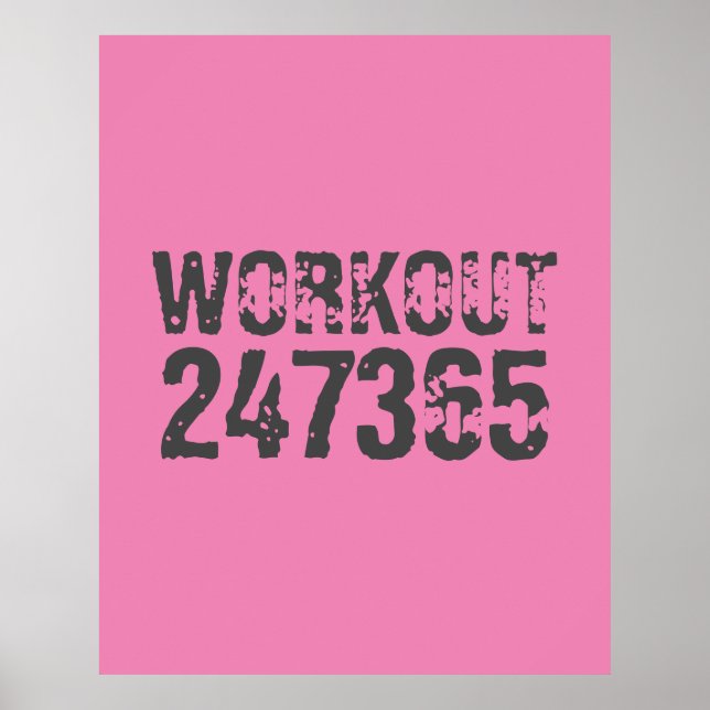 Utsliten och skrapad text Workout 247365 rosa Poster (Framsidan)