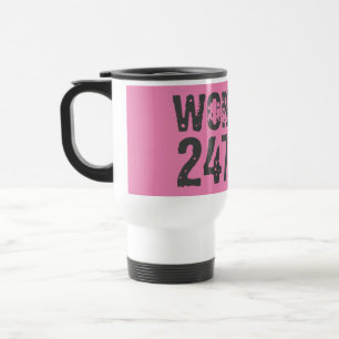Utsliten och skrapad text Workout 247365 rosa Resemugg