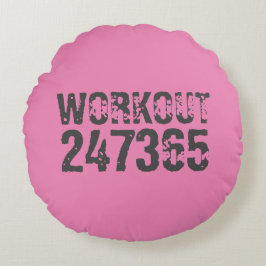 Utsliten och skrapad text Workout 247365 rosa Rund Kudde