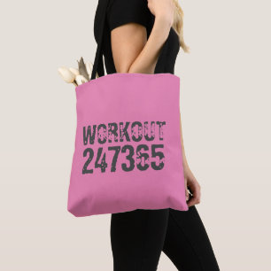 Utsliten och skrapad text Workout 247365 rosa Tygkasse