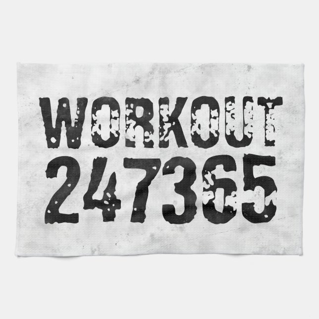 Utsliten och skrapad text Workout 247365 rustic Kökshandduk (Horisontell)