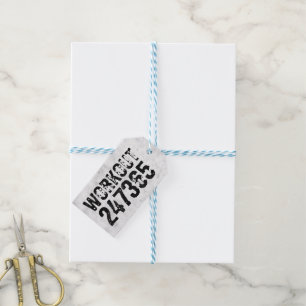 Utsliten och skrapad text Workout 247365 rustic Presentetikett