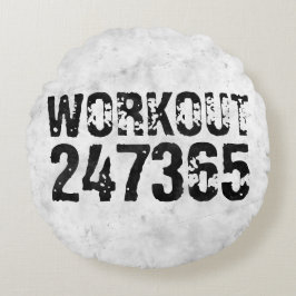 Utsliten och skrapad text Workout 247365 rustic Rund Kudde
