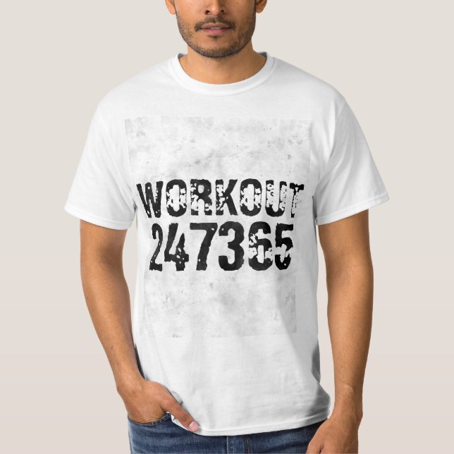 Utsliten och skrapad text Workout 247365 rustic T Shirt (Framsida)