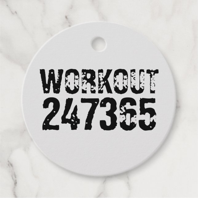 Utslitna och repeterade texter Workout 247365 svar Gåvor Etiketter (Framsida)