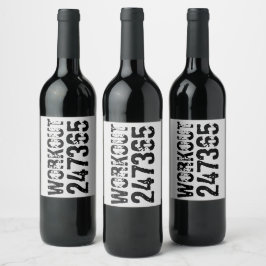 Utslitna och repeterade texter Workout 247365 svar Vinflaska Etikett