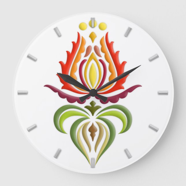 Utsmyckad ansvarbroderi - ungersk Folk konst Stor Klocka (Framsida)