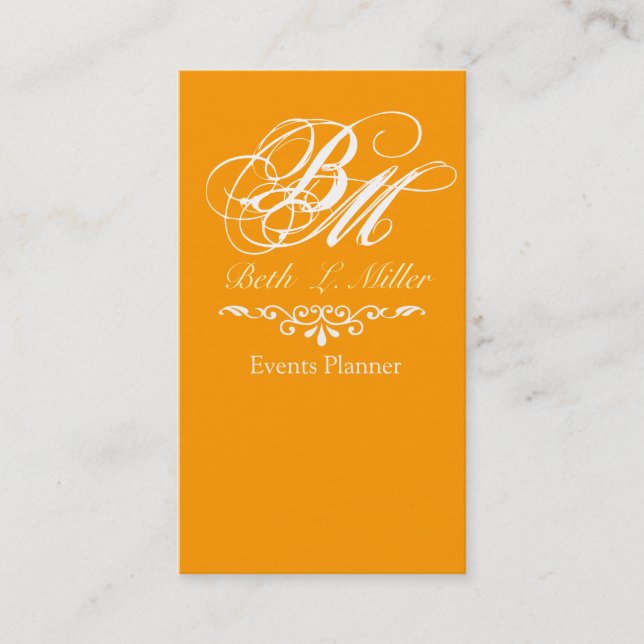 Utsmyckad barock lyxig typ   Monogramorange Visitkort (Framsida)