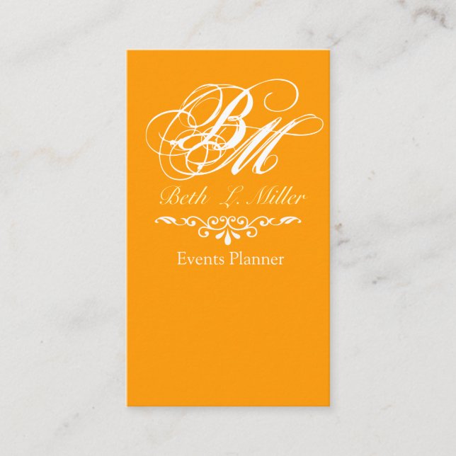 Utsmyckad barock lyxig typ   Monogramorange Visitkort (Framsida)
