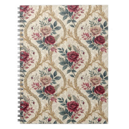 Utsmyckad Barock Ros Damast Vintage Blommönster Anteckningsbok