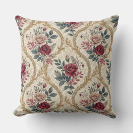 Utsmyckad Barock Ros Damast Vintage Blommönster Kudde