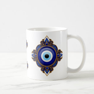 Utsmyckad Blå Ond Öga Sublimering Design Kaffemugg