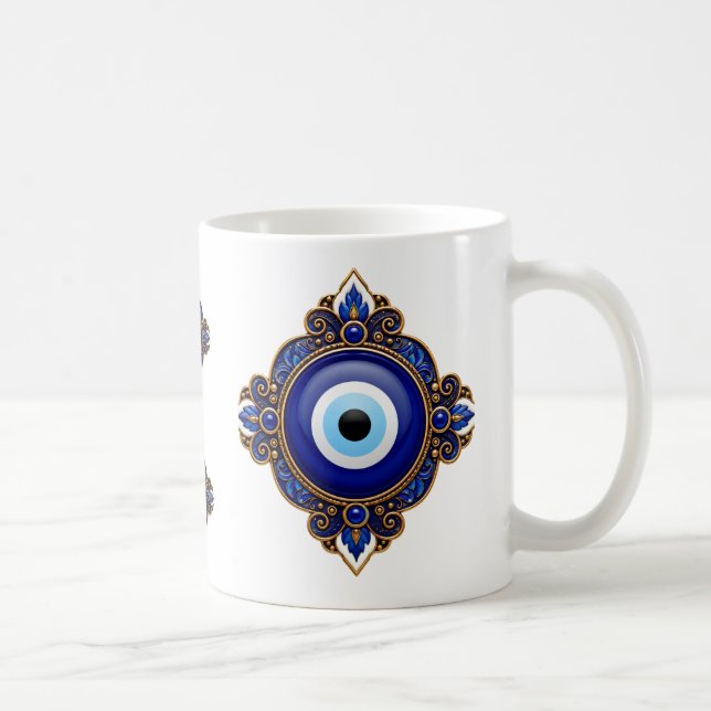 Utsmyckad Blå Ond Öga Sublimering Design Kaffemugg (Höger)