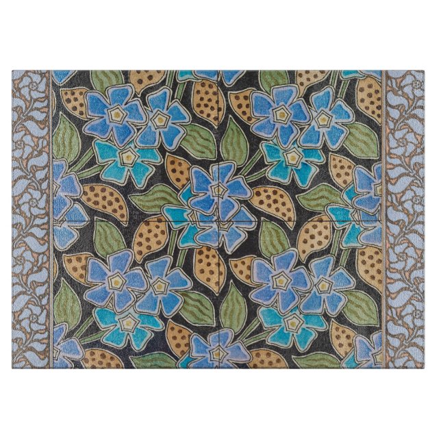 Utsmyckad blå pervin blomster klassisk jugendstil (Framsidan)
