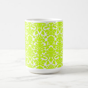 Utsmyckad blom- Chartreuse damastast mugg för
