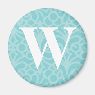 Utsmyckad blom- Monogram - brev W Magnet