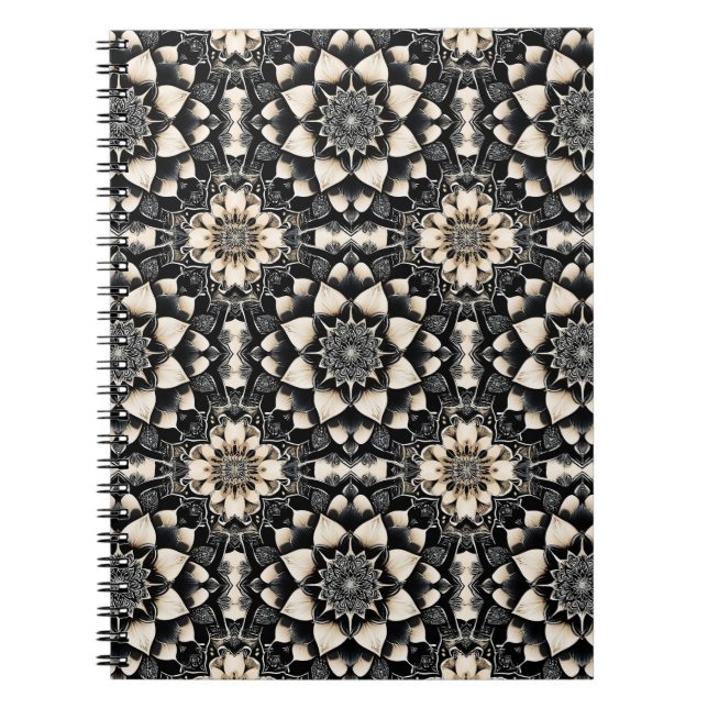 Utsmyckad blommandala-design anteckningsbok (Framsidan)