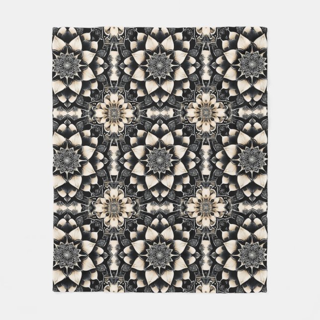 Utsmyckad blommandala-design fleecefilt (Framsidan)