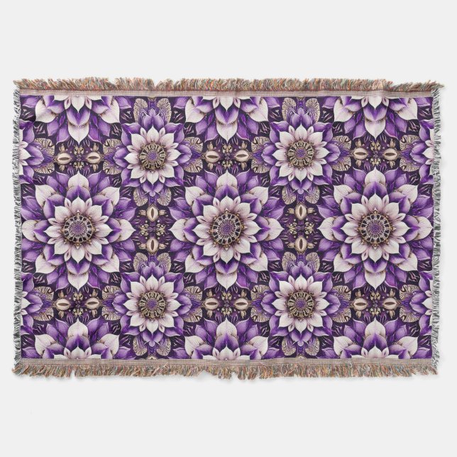Utsmyckad blommandaladesign filt (Framsidan)
