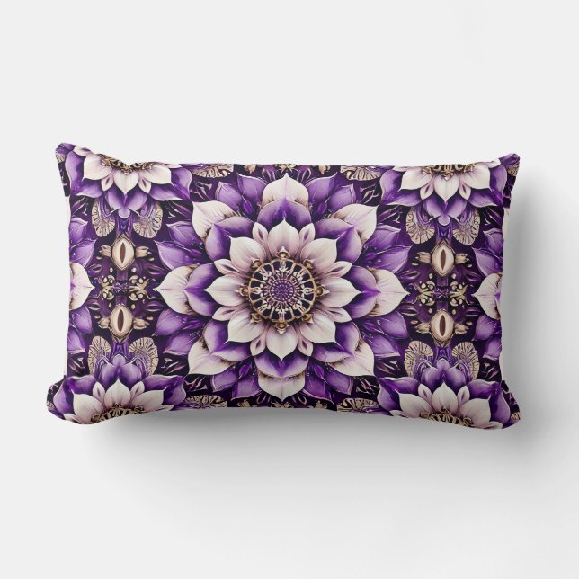 Utsmyckad blommandaladesign lumbarkudde (Framsida)