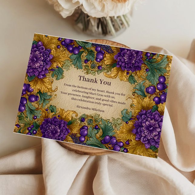 Utsmyckad Blommig Maskerad Mardi Gras Tack Kort (Skapare uppladdad)