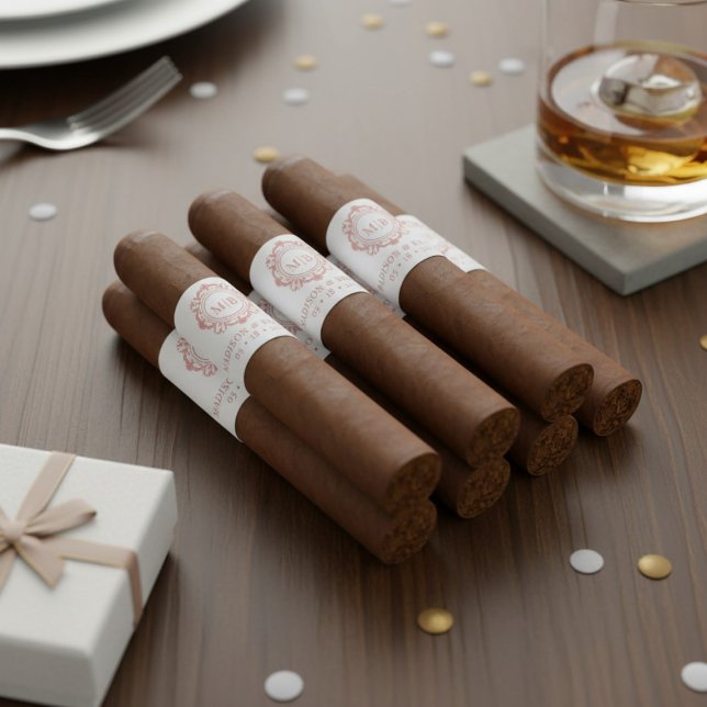 Utsmyckad blommonogram bröllops cigarrettbandsetik returadress etikett (Skapare uppladdad)