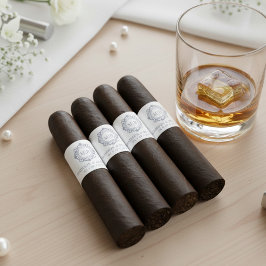 Utsmyckad blommonogram svunna cigarrettbandsetiket returadress etikett