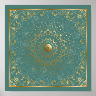 Utsmyckad blomsterkrull poster