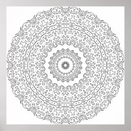 Utsmyckad blomsterliknande mandala med lagerformad poster