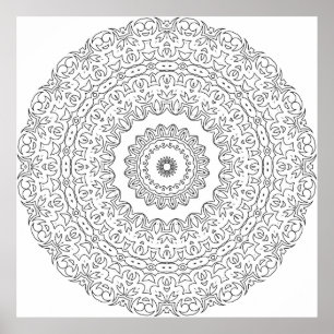 Utsmyckad blomsterliknande mandala med lagerformad poster